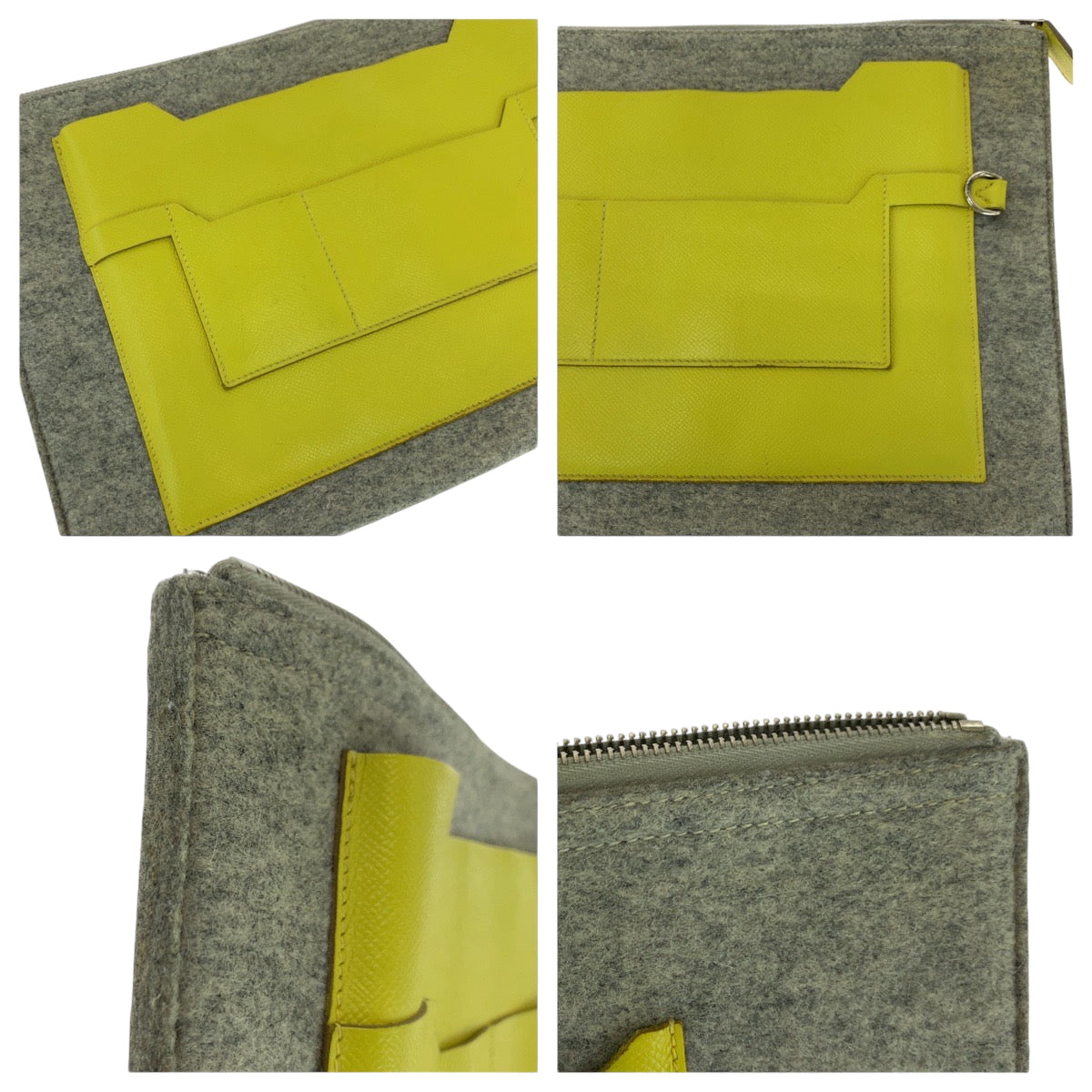 17003
HERMES エルメス トゥードゥー37 グリクレール イエローザンジバル フェルト / ヴォーエプソン クラッチバッグ セカンドバッグ A刻印 メンズ AB42