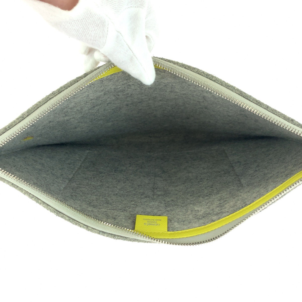 17003
HERMES エルメス トゥードゥー37 グリクレール イエローザンジバル フェルト / ヴォーエプソン クラッチバッグ セカンドバッグ A刻印 メンズ AB42