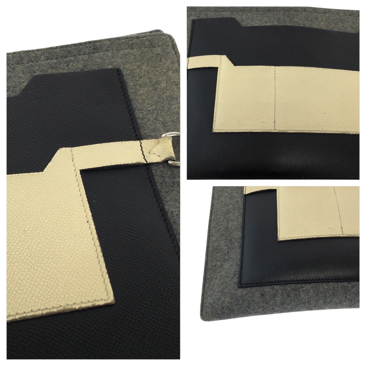 17004
HERMES エルメス トゥードゥー 37 グレー ブラック アイボリー シルバー金具 フェルト / ヴォーエプソン クラッチバッグ セカンドバッグ D刻印  メンズ AB44