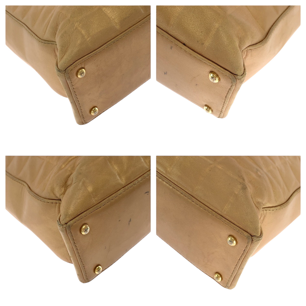 17007
CHANEL シャネル ヴィンテージ チョコバー ココマーク ブロンズ ゴールド金具 ラムスキン トートバッグ ショルダーバッグ レディース AB76