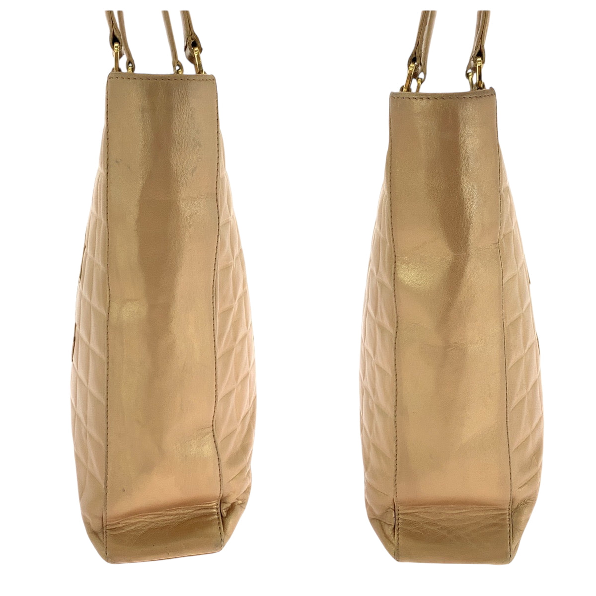 17007
CHANEL シャネル ヴィンテージ チョコバー ココマーク ブロンズ ゴールド金具 ラムスキン トートバッグ ショルダーバッグ レディース AB76