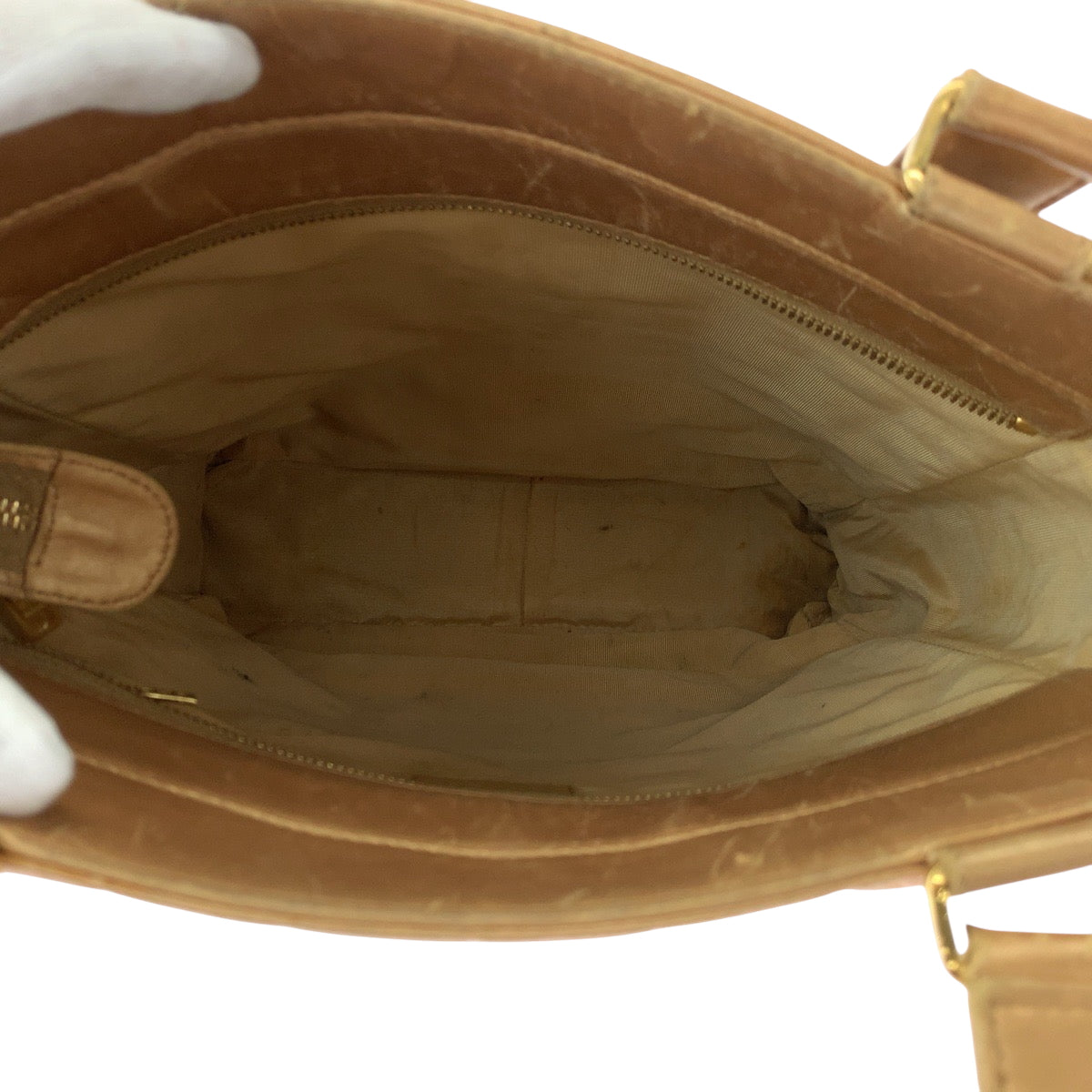 17007
CHANEL シャネル ヴィンテージ チョコバー ココマーク ブロンズ ゴールド金具 ラムスキン トートバッグ ショルダーバッグ レディース AB76