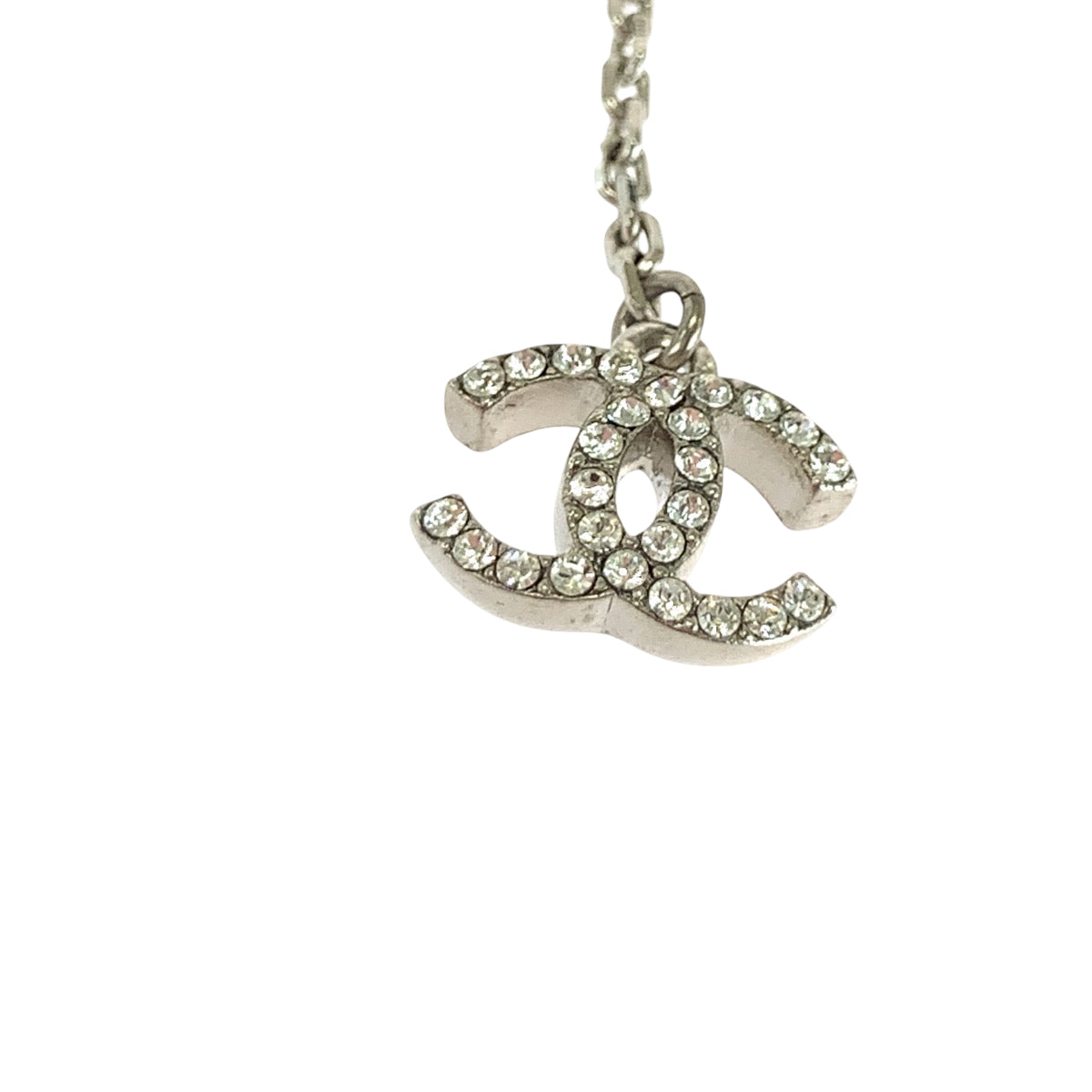 17008
CHANEL シャネル ラインストーン ココマーク スター シルバー メッキ ネックレス 03 P刻印  レディース