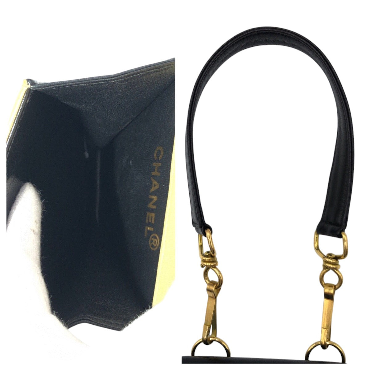 17013
CHANEL シャネル ヴィンテージ マトラッセ バイカラー ベージュ ブラック 黒 ラムスキン ショルダーバッグ ポーチ レディース ABP120