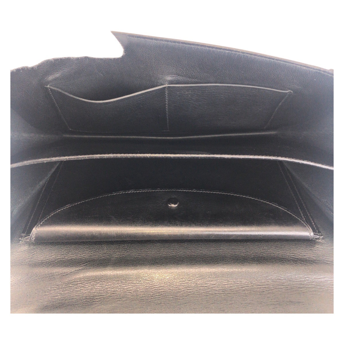 17014
HERMES エルメス ヴィンテージ シェーヌダンクル サック ア マン ブラック ゴールド金具 ボックスカーフ ハンドバッグ  レディース AB400