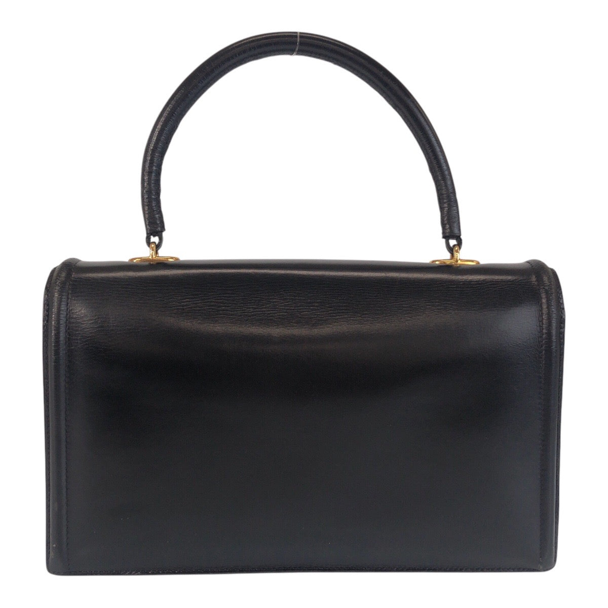 17014
HERMES エルメス ヴィンテージ シェーヌダンクル サック ア マン ブラック ゴールド金具 ボックスカーフ ハンドバッグ  レディース AB400