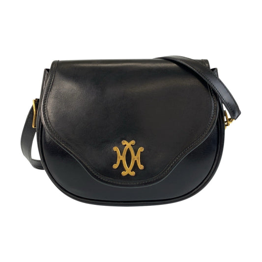 17015
HERMES エルメス ヴィンテージ ブラック 黒 ゴールド金具 レザー ショルダーバッグ ポシェット レディース ABP210