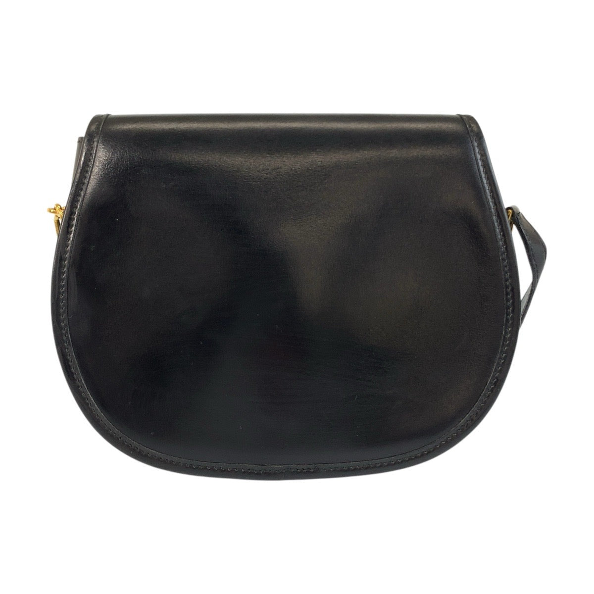 17015
HERMES エルメス ヴィンテージ ブラック 黒 ゴールド金具 レザー ショルダーバッグ ポシェット レディース ABP210