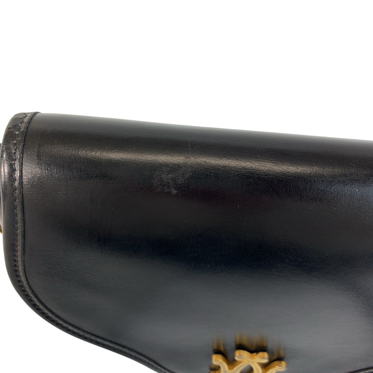 17015
HERMES エルメス ヴィンテージ ブラック 黒 ゴールド金具 レザー ショルダーバッグ ポシェット レディース ABP210