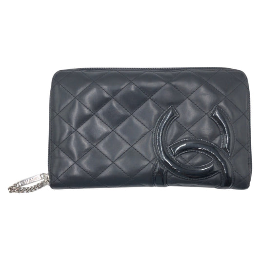 17024
CHANEL シャネル カンボン ココマーク ブラック 黒 レザー 長財布 ロングウォレット レディース ABP38