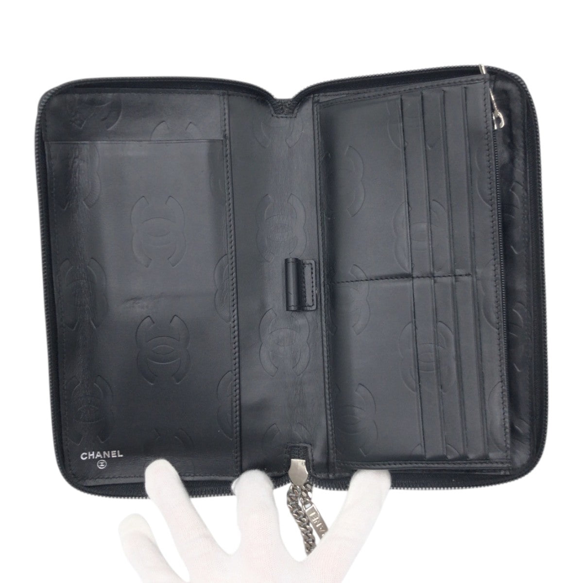 17024
CHANEL シャネル カンボン ココマーク ブラック 黒 レザー 長財布 ロングウォレット レディース ABP38