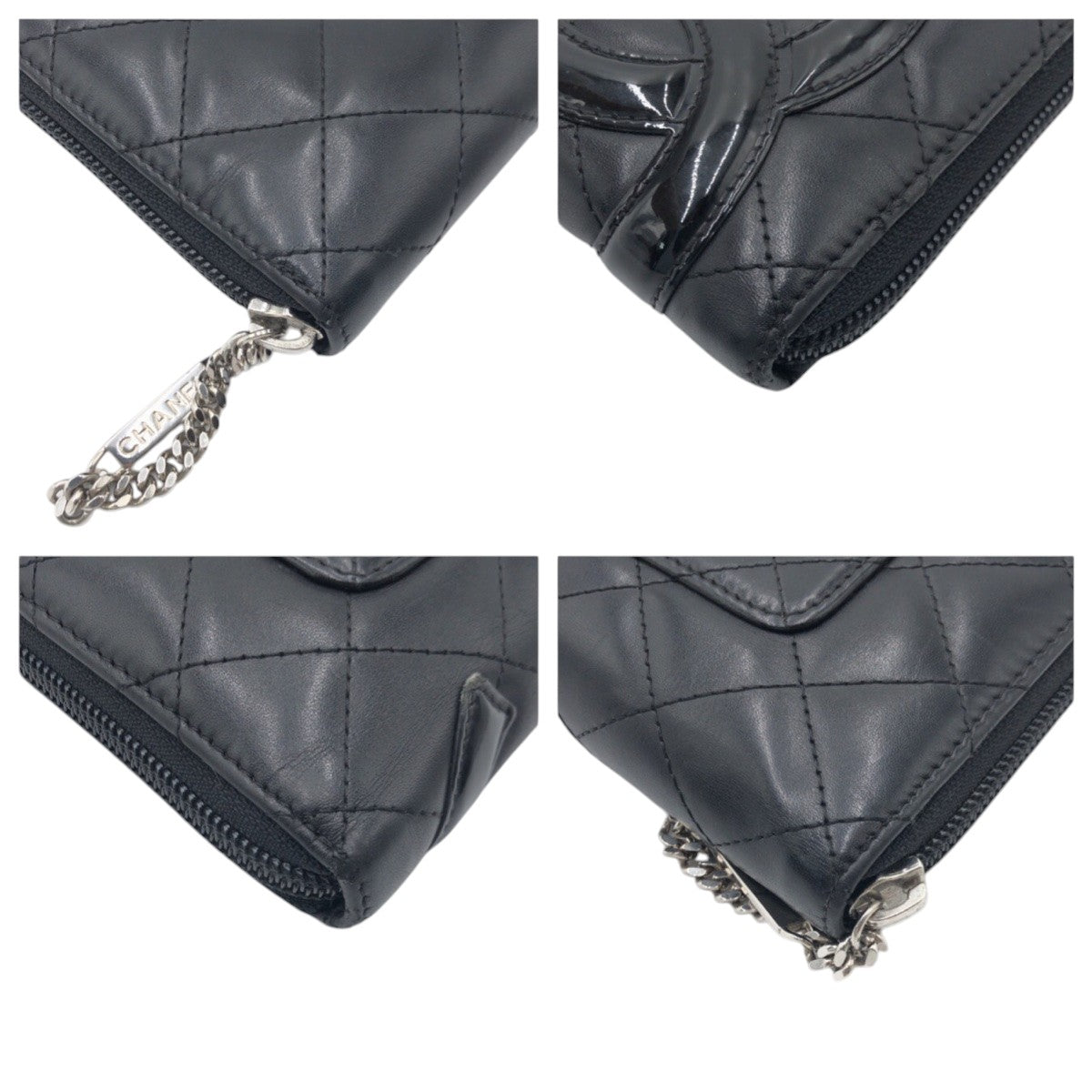 17024
CHANEL シャネル カンボン ココマーク ブラック 黒 レザー 長財布 ロングウォレット レディース ABP38