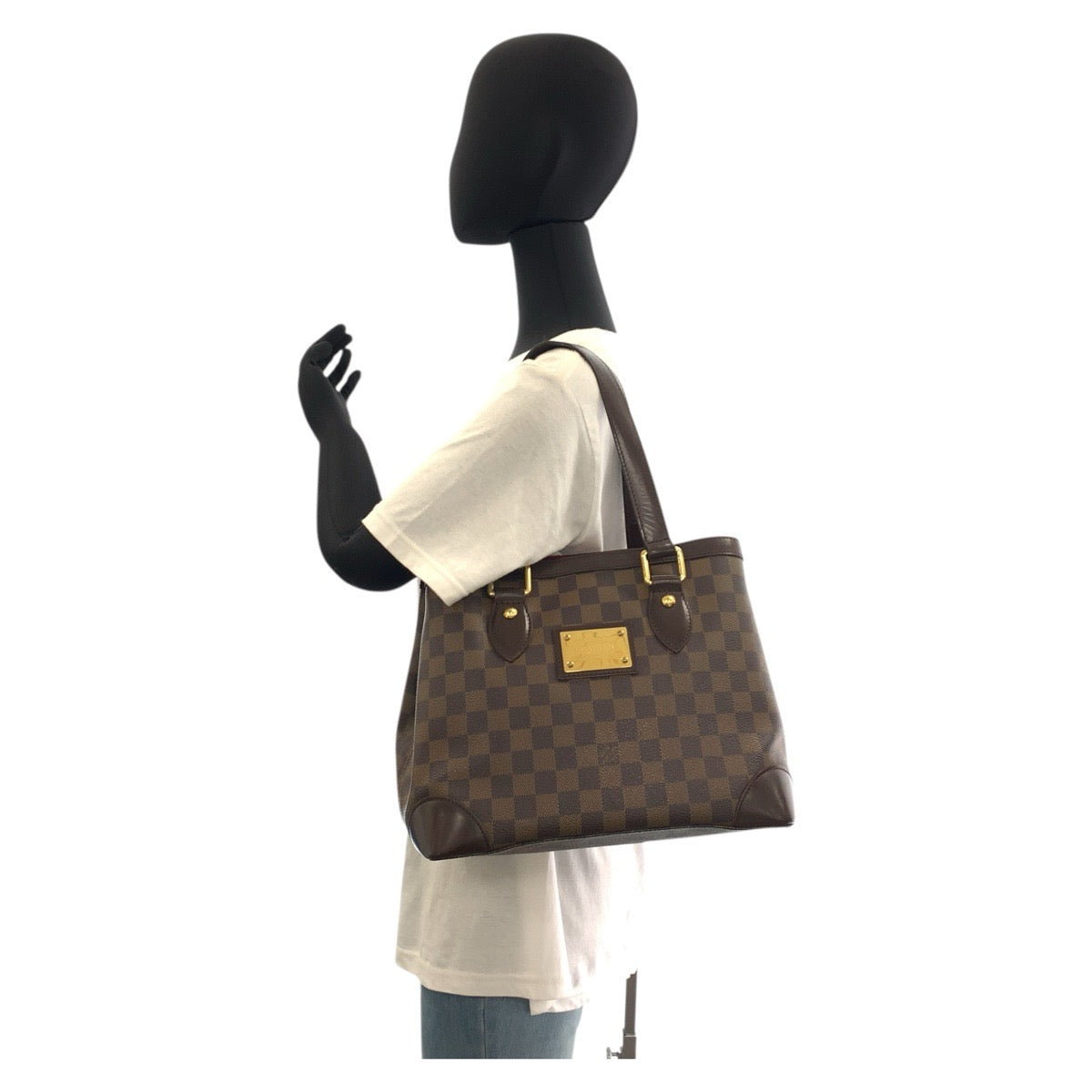 17029
LOUIS VUITTON ルイヴィトン ダミエ ハムステッド PM ブラウン ゴールド金具 PVC / レザー N51205 トートバッグ ショルダーバッグ  レディース AB63