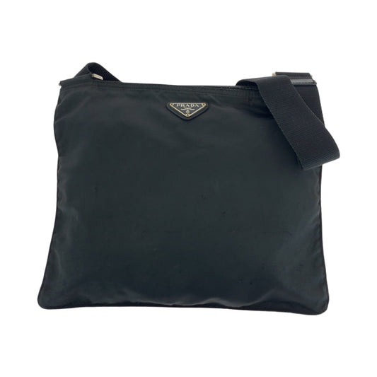 17033
PRADA プラダ テスート 三角ロゴプレート ブラック 黒 シルバー金具 ナイロン ショルダーバッグ サコッシュ  レディース AB30