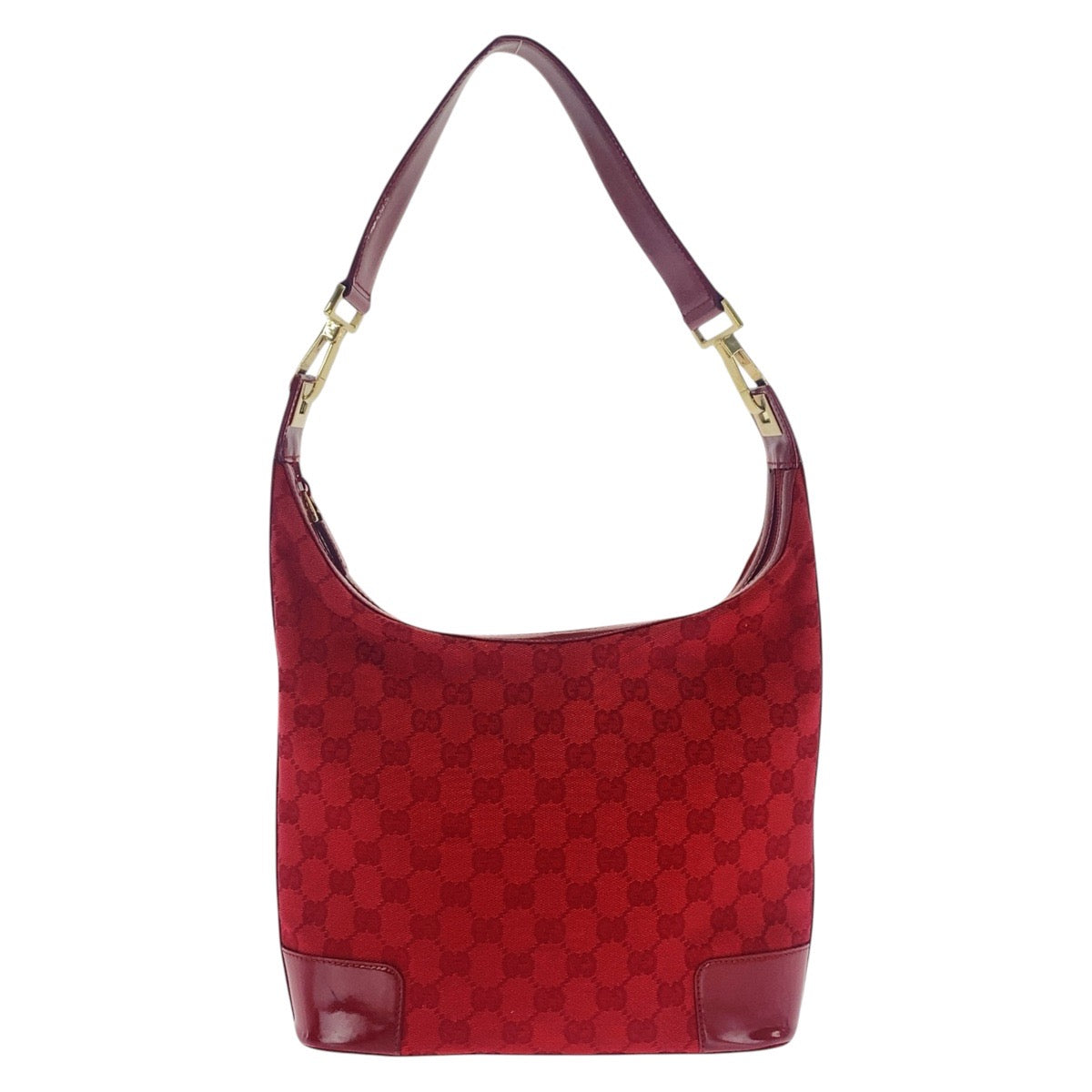 17036
GUCCI グッチ レッド ゴールド金具 GGキャンバス / エナメル 001 4204 ショルダーバッグ ホーボー  レディース AB36