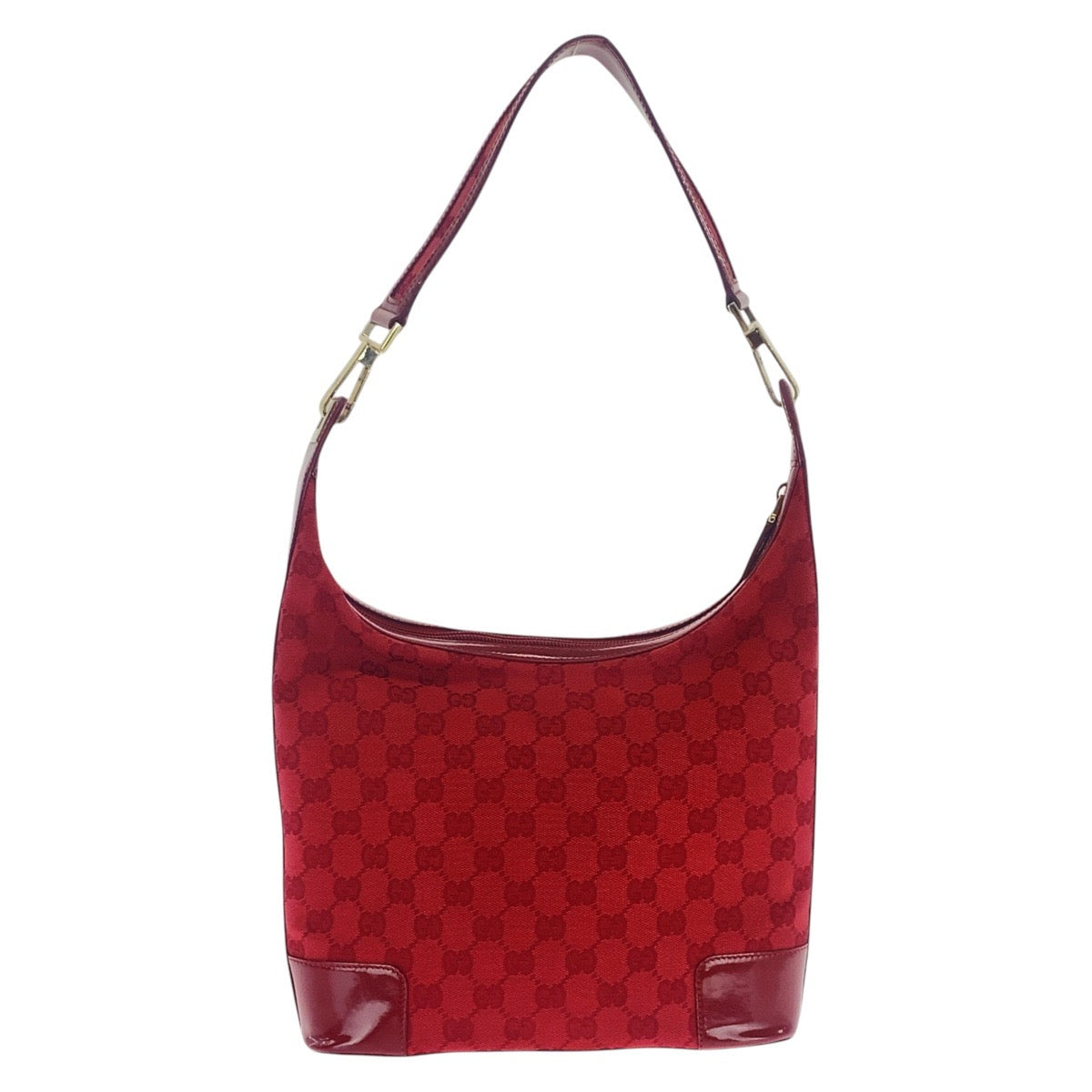 17036
GUCCI グッチ レッド ゴールド金具 GGキャンバス / エナメル 001 4204 ショルダーバッグ ホーボー  レディース AB36