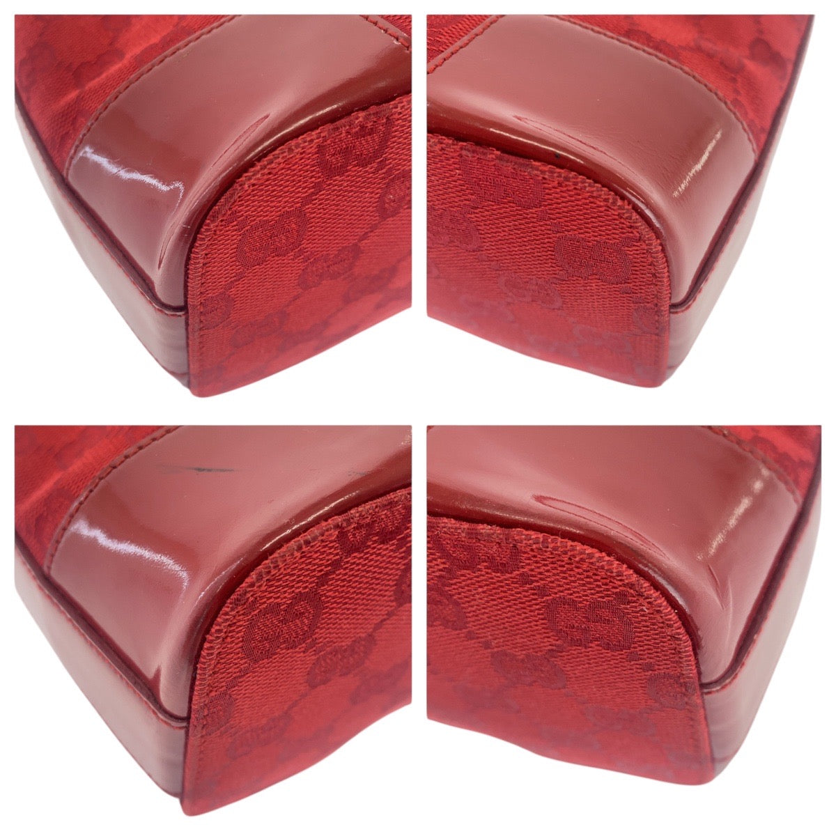 17036
GUCCI グッチ レッド ゴールド金具 GGキャンバス / エナメル 001 4204 ショルダーバッグ ホーボー  レディース AB36