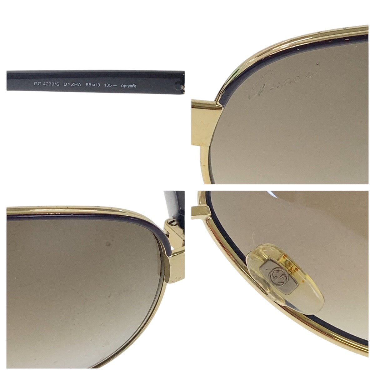 17040
GUCCI グッチ インターンロッキング ブラウン ゴールド金具 プラスチック GG 4239/S DYZHA 58□13 135 サングラス ティアドロップ  メンズ