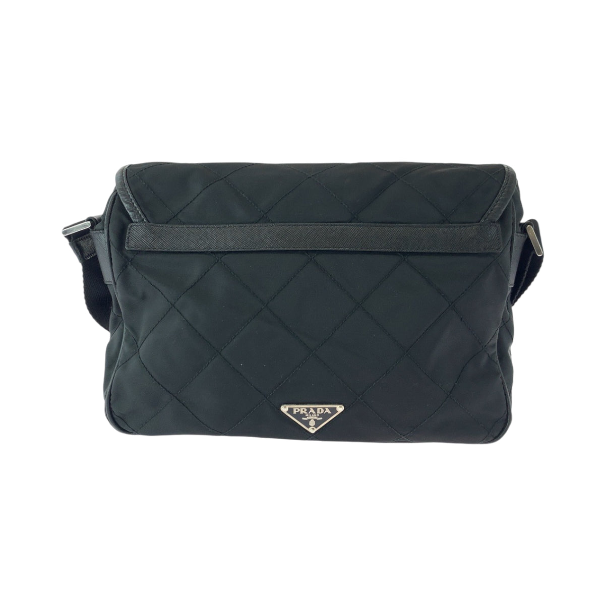 17041
PRADA プラダ キルティング テスート 三角ロゴプレート ブラック 黒 シルバー金具 ナイロン BT0422 ショルダーバッグ メッセンジャーバッグ レディース A55