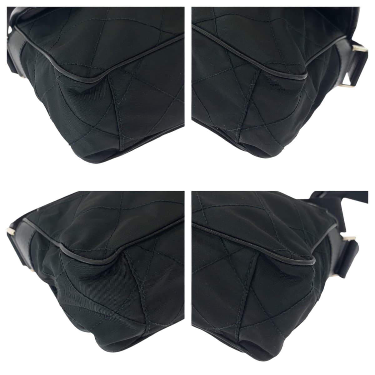 17041
PRADA プラダ キルティング テスート 三角ロゴプレート ブラック 黒 シルバー金具 ナイロン BT0422 ショルダーバッグ メッセンジャーバッグ  レディース A55