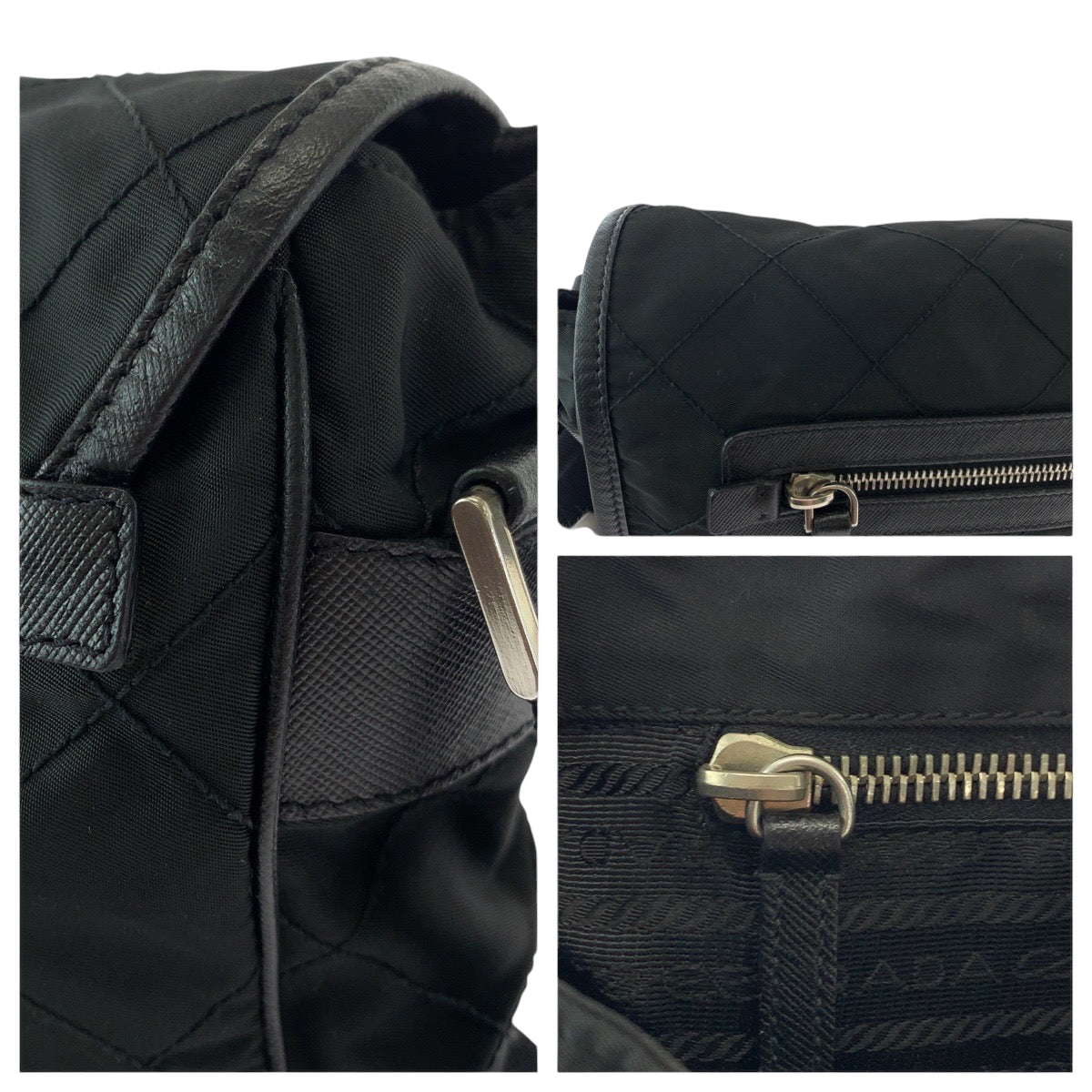 17041
PRADA プラダ キルティング テスート 三角ロゴプレート ブラック 黒 シルバー金具 ナイロン BT0422 ショルダーバッグ メッセンジャーバッグ  レディース A55