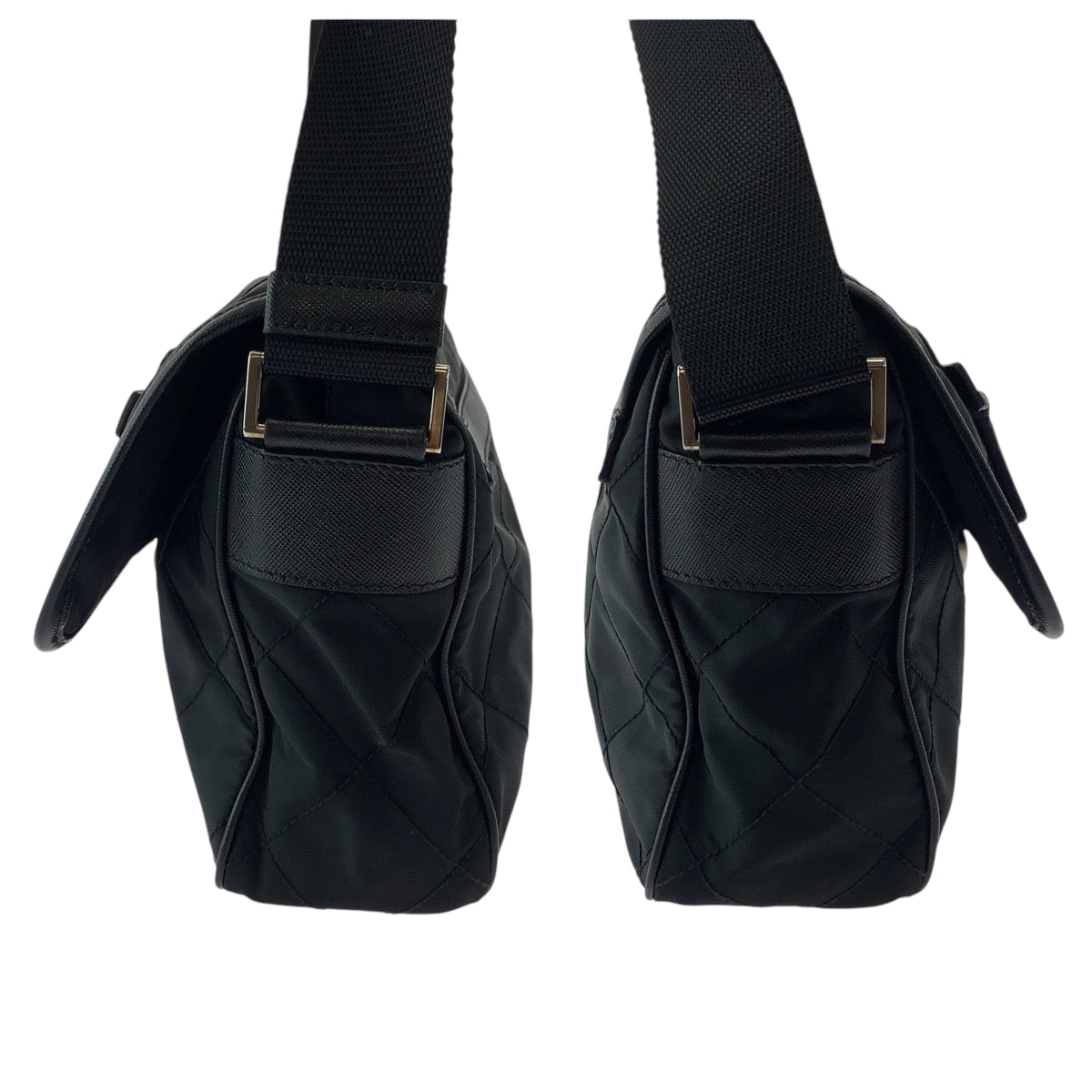 17041
PRADA プラダ キルティング テスート 三角ロゴプレート ブラック 黒 シルバー金具 ナイロン BT0422 ショルダーバッグ メッセンジャーバッグ  レディース A55