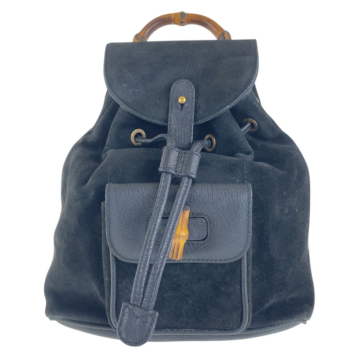 17042
GUCCI グッチ ヴィンテージ バンブー ブラック 黒 ゴールド金具 スウェード 003 2852 0030 0 リュック・デイパック  レディース AB30