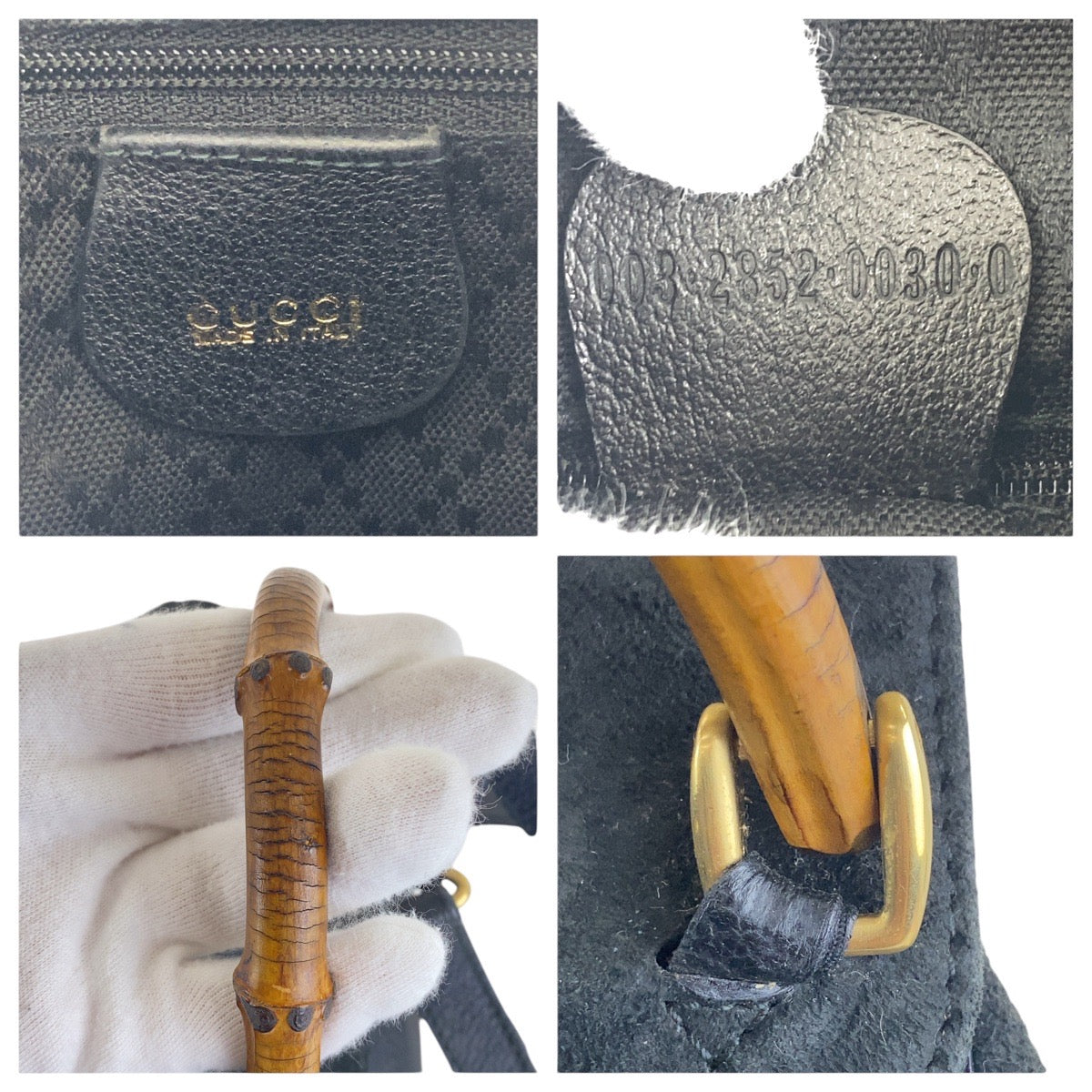 17042
GUCCI グッチ ヴィンテージ バンブー ブラック 黒 ゴールド金具 スウェード 003 2852 0030 0 リュック・デイパック  レディース AB30