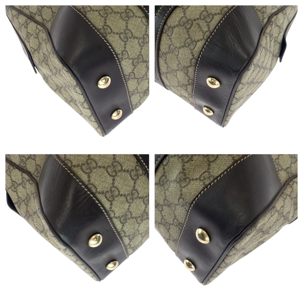 17044
GUCCI グッチ ベージュ ブラウン マルチカラー ゴールド金具 PVC 101478 ボストンバッグ ハンドバッグ  メンズ AB58
