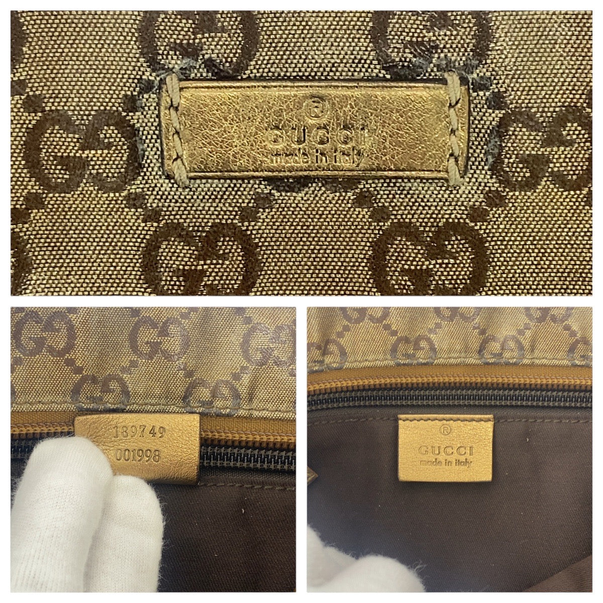 17045
GUCCI グッチ GGクリスタル ベージュ コーティングキャンバス 189749 斜め掛け ショルダーバッグ  レディース AB32