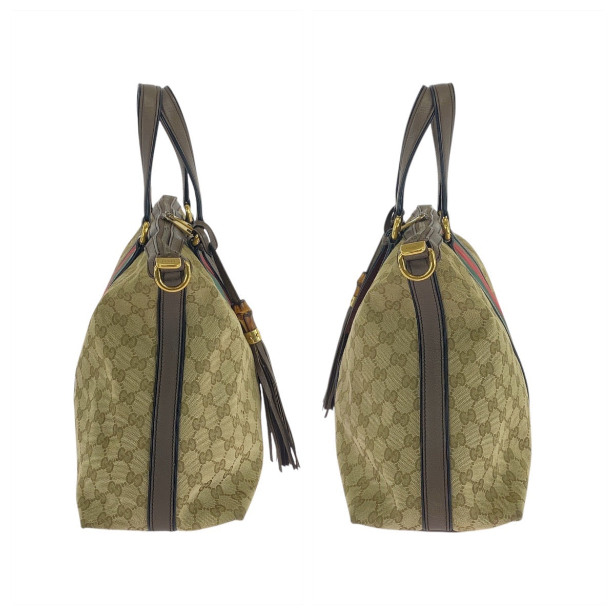 17048
GUCCI グッチ シェリーライン ベージュ ブラウン ゴールド金具 GGキャンバス / レザー 309621 トートバッグ ショルダーバッグ 2way レディース AB62