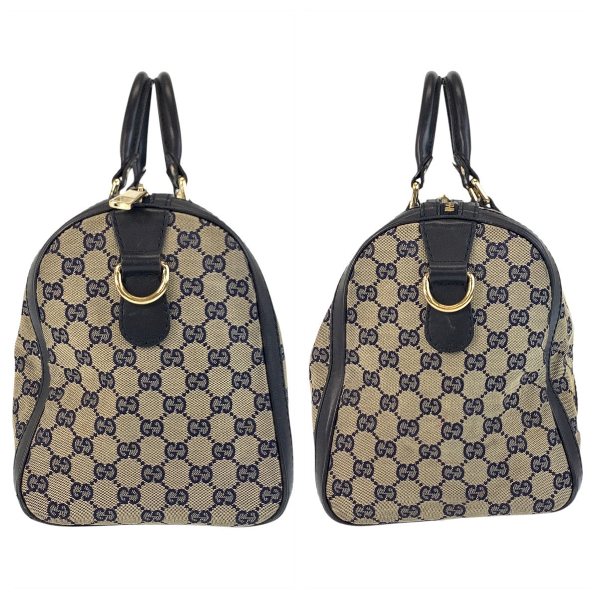 17050
GUCCI グッチ シェリーライン グレー ネイビー ゴールド金具 GGキャンバス / レザー 247205 ハンドバッグ ボストンバッグ ショルダーバッグ 2way レディース AB73