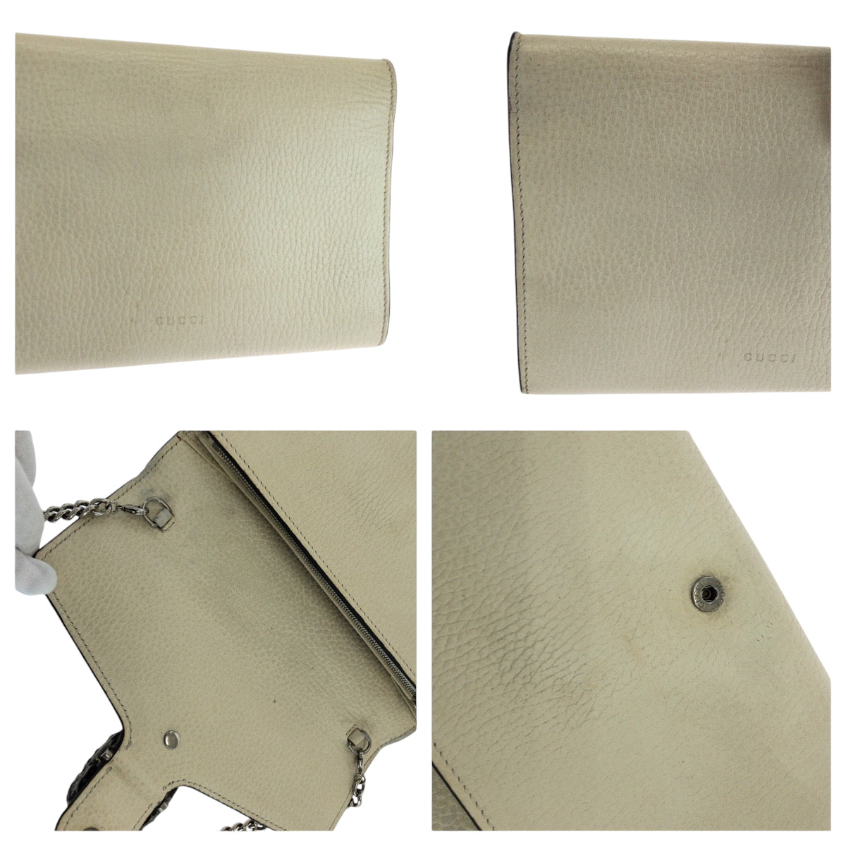 17053
GUCCI グッチ ディオニュソス ホワイト シルバー金具 レザー 401231 チェーンショルダーバッグ レディース AB74