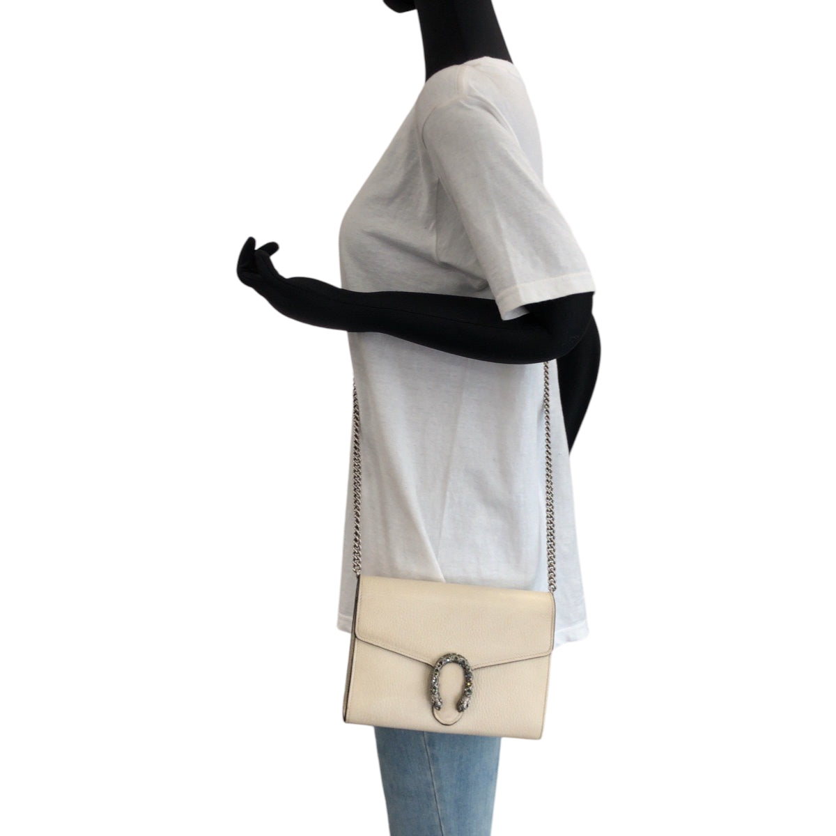 17053
GUCCI グッチ ディオニュソス ホワイト シルバー金具 レザー 401231 チェーンショルダーバッグ レディース AB74