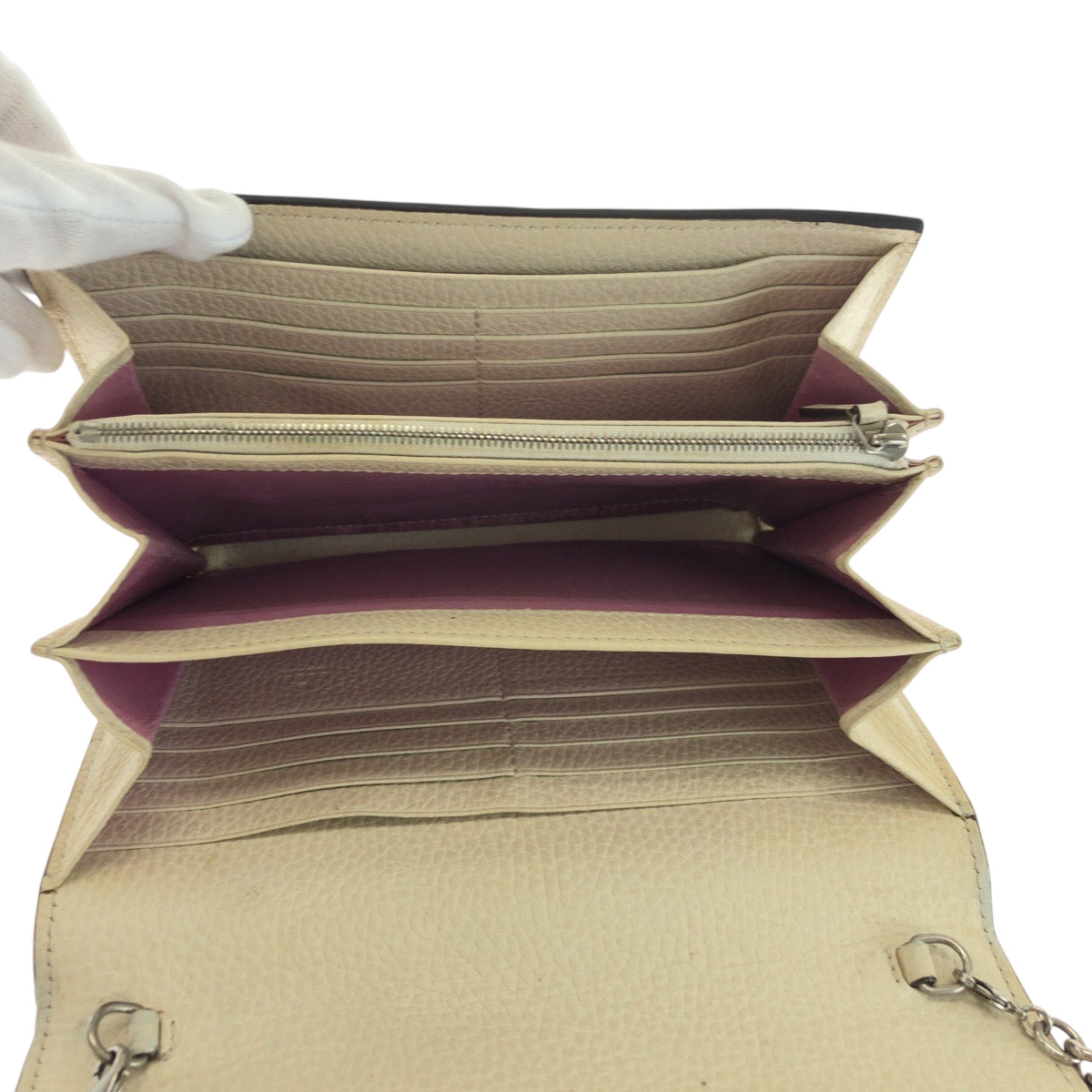 17053
GUCCI グッチ ディオニュソス ホワイト シルバー金具 レザー 401231 チェーンショルダーバッグ レディース AB74