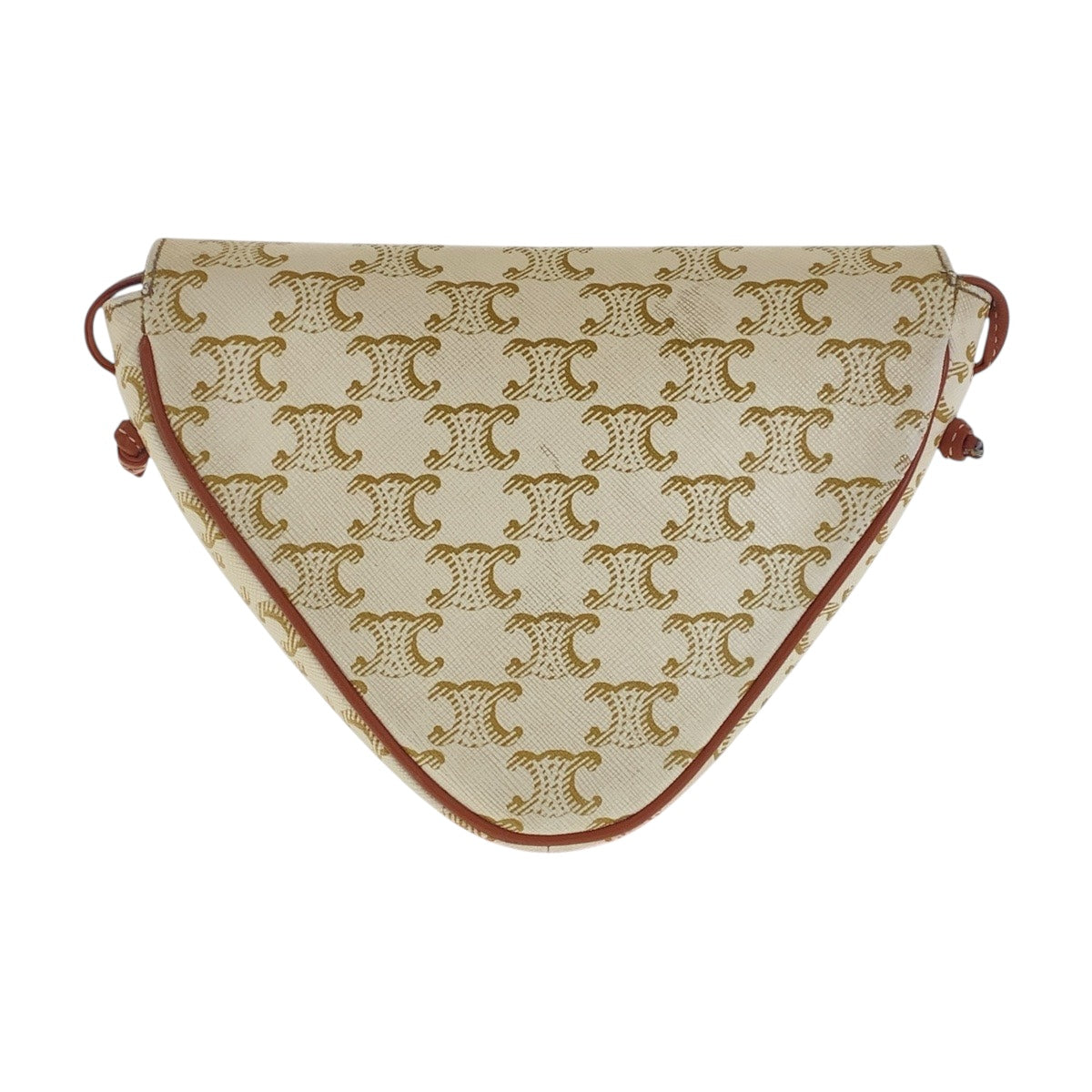 17054
CELINE セリーヌ トリオンフ トライアングル ベージュ ブラウン PVC 斜め掛け ショルダーバッグ ポシェット  レディース ABP78