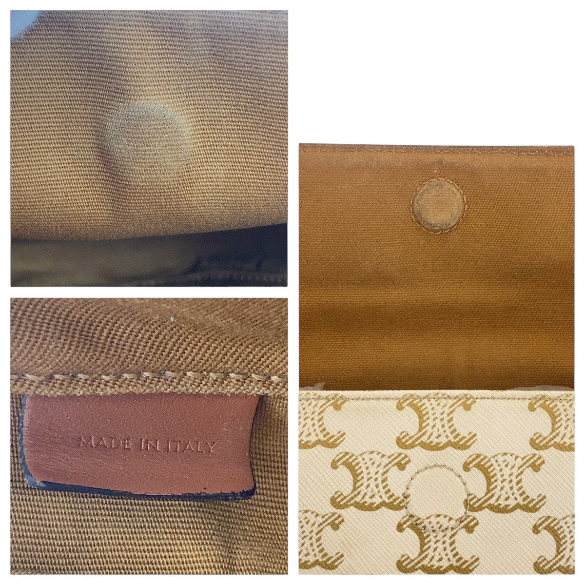 17054
CELINE セリーヌ トリオンフ トライアングル ベージュ ブラウン PVC 斜め掛け ショルダーバッグ ポシェット  レディース ABP78