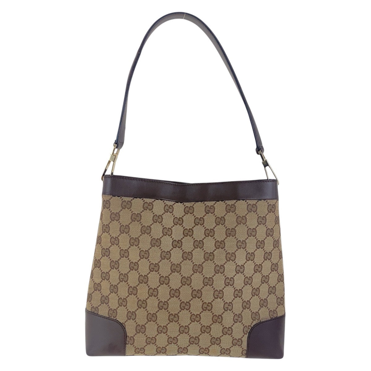 17058
GUCCI グッチ ベージュ ブラウン ゴールド金具 GGキャンバス / レザー 001 4231 ショルダーバッグ  レディース AB32