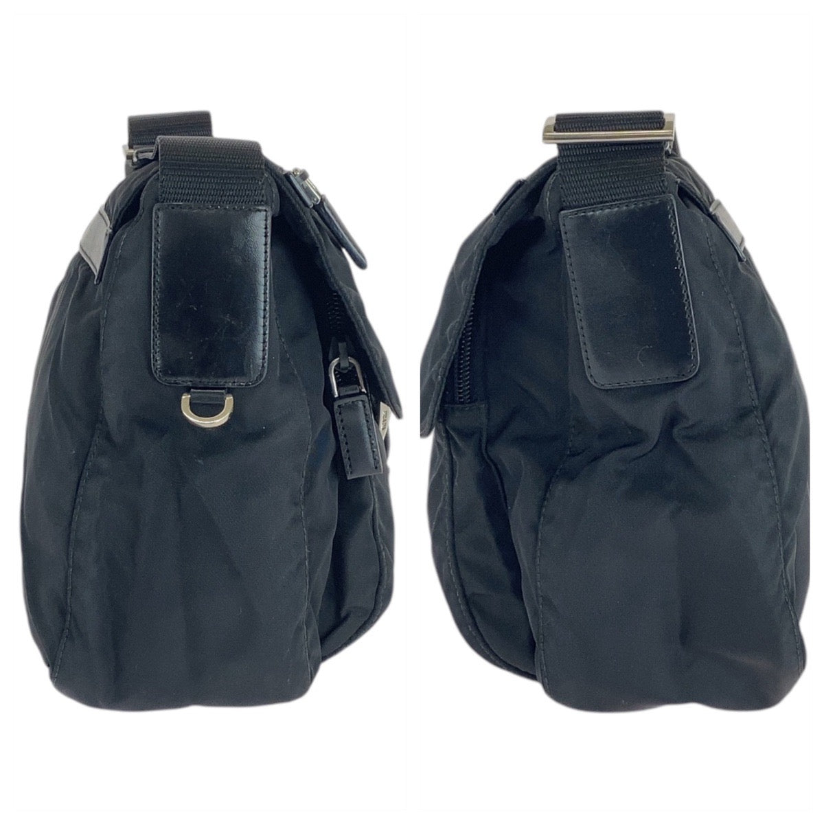 17059
PRADA プラダ テスート 三角ロゴプレート ブラック 黒 シルバー金具 ナイロン ショルダーバッグ メッセンジャーバッグ  メンズ ABP42