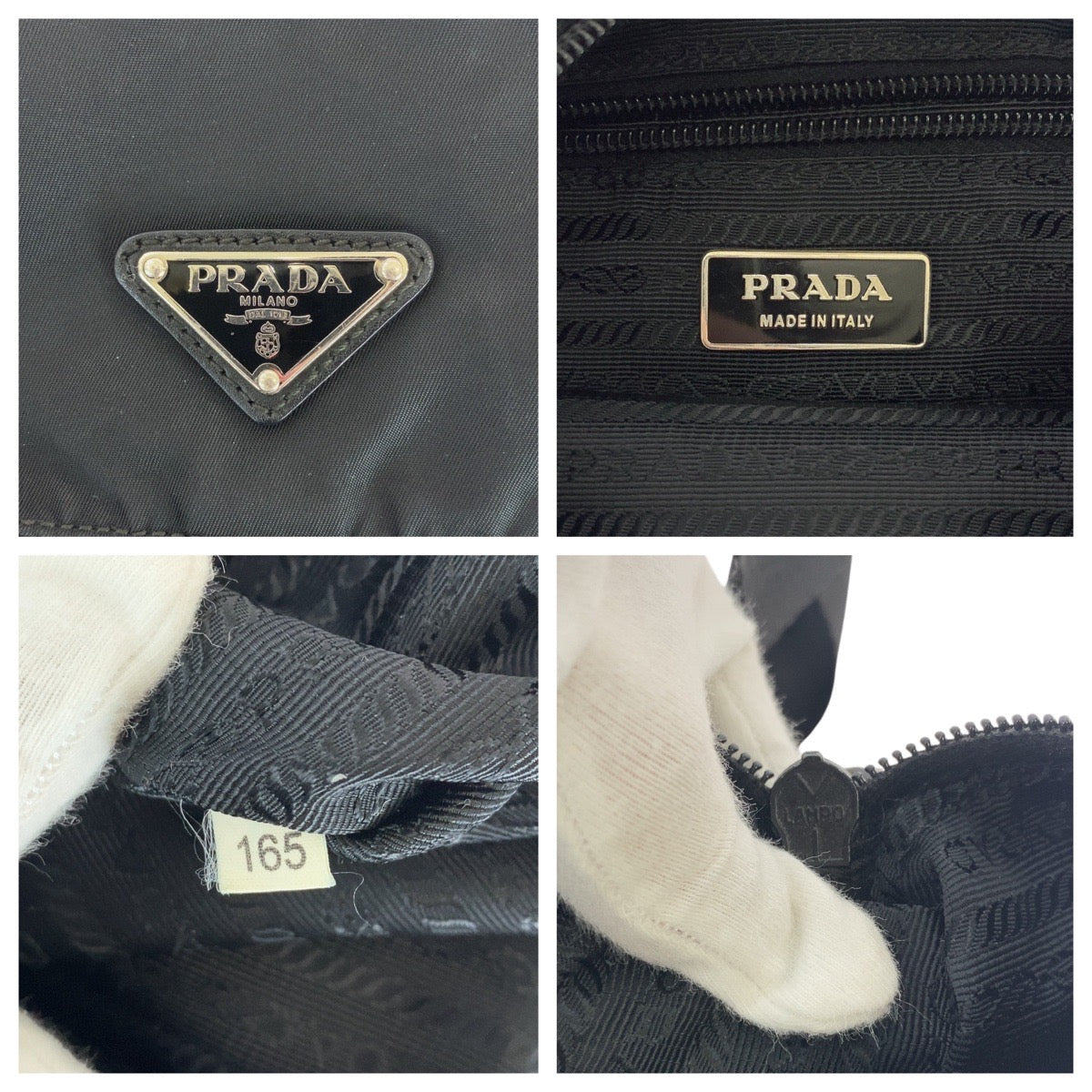 17059
PRADA プラダ テスート 三角ロゴプレート ブラック 黒 シルバー金具 ナイロン ショルダーバッグ メッセンジャーバッグ  メンズ ABP42