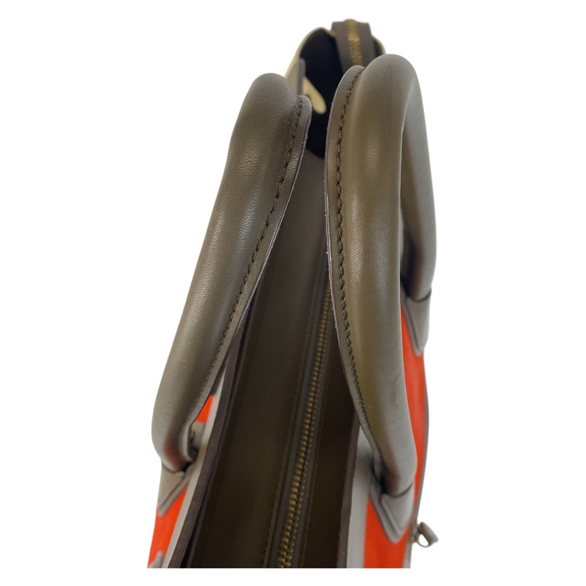 17061
CELINE セリーヌ ラゲージミニ オレンジ カーキ ベージュ ゴールド金具 ハラコ / レザー W GA-0172 ハンドバッグ トートバッグ レディース AB50