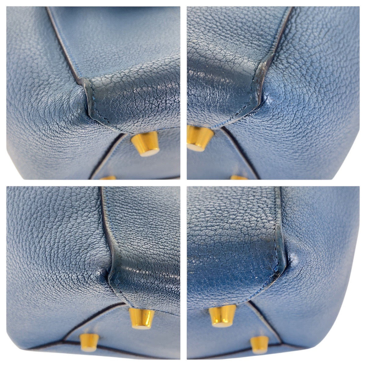 17062
CELINE セリーヌ ベルトバッグ バイカラー ブラー ネイビー ゴールド金具 レザー ハンドバッグ ショルダーバッグ 2WAY レディース AB69