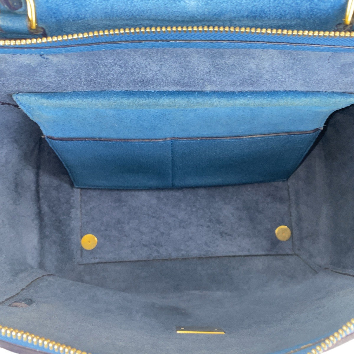 17062
CELINE セリーヌ ベルトバッグ バイカラー ブラー ネイビー ゴールド金具 レザー ハンドバッグ ショルダーバッグ 2WAY レディース AB69