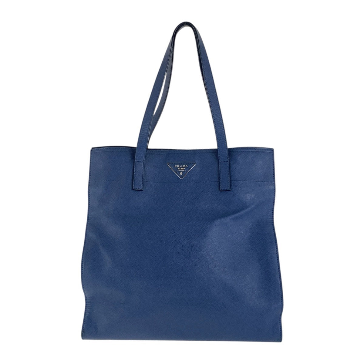17063
PRADA プラダ サフィアーノ 三角ロゴプレート ネイビー シルバー金具 レザー 227 31/S トートバッグ ショルダーバッグ 男女兼用 レディース AB55
