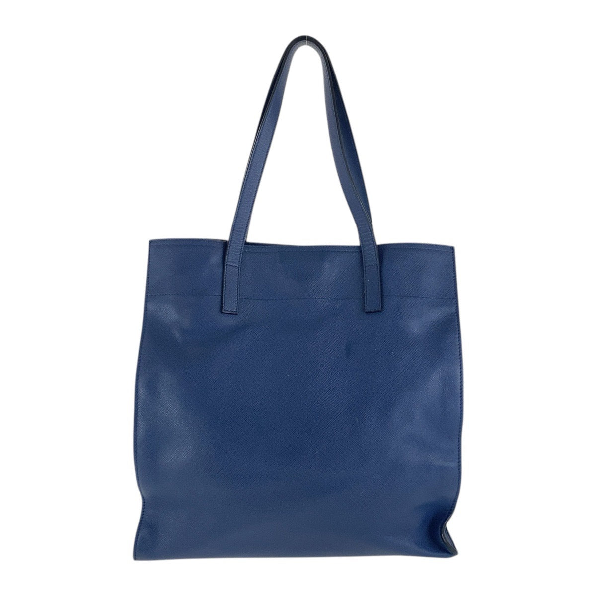 17063
PRADA プラダ サフィアーノ 三角ロゴプレート ネイビー シルバー金具 レザー 227 31/S トートバッグ ショルダーバッグ 男女兼用  レディース AB55