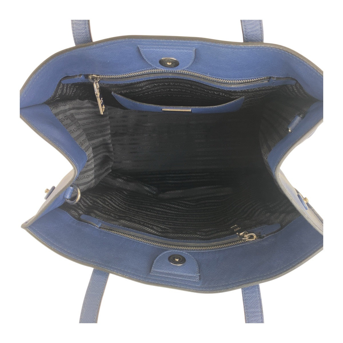 17063
PRADA プラダ サフィアーノ 三角ロゴプレート ネイビー シルバー金具 レザー 227 31/S トートバッグ ショルダーバッグ 男女兼用  レディース AB55