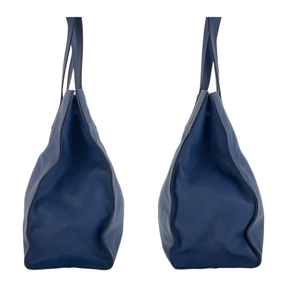 17063
PRADA プラダ サフィアーノ 三角ロゴプレート ネイビー シルバー金具 レザー 227 31/S トートバッグ ショルダーバッグ 男女兼用 レディース AB55