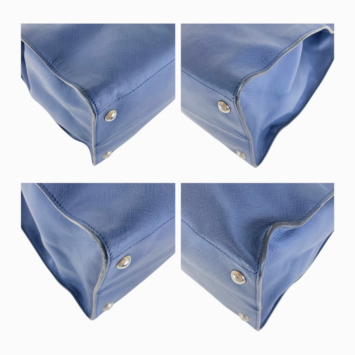 17063
PRADA プラダ サフィアーノ 三角ロゴプレート ネイビー シルバー金具 レザー 227 31/S トートバッグ ショルダーバッグ 男女兼用  レディース AB55