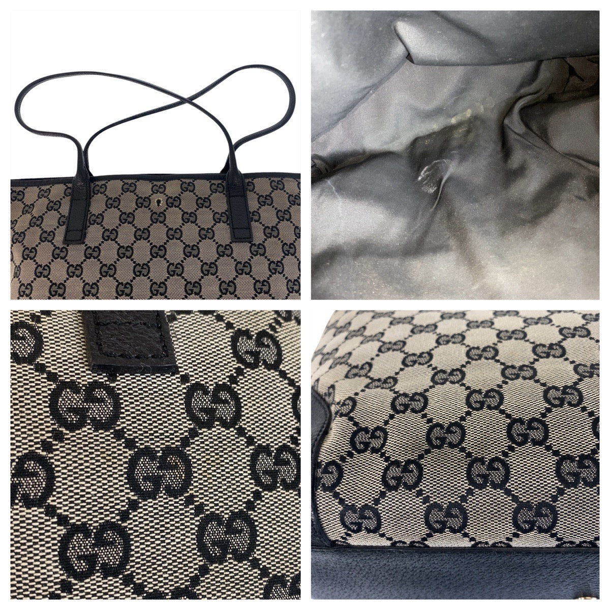 17064
GUCCI グッチ グレー ブラック 黒 GGキャンバス / レザー 263345 トートバッグ ショルダーバッグ  レディース AB28