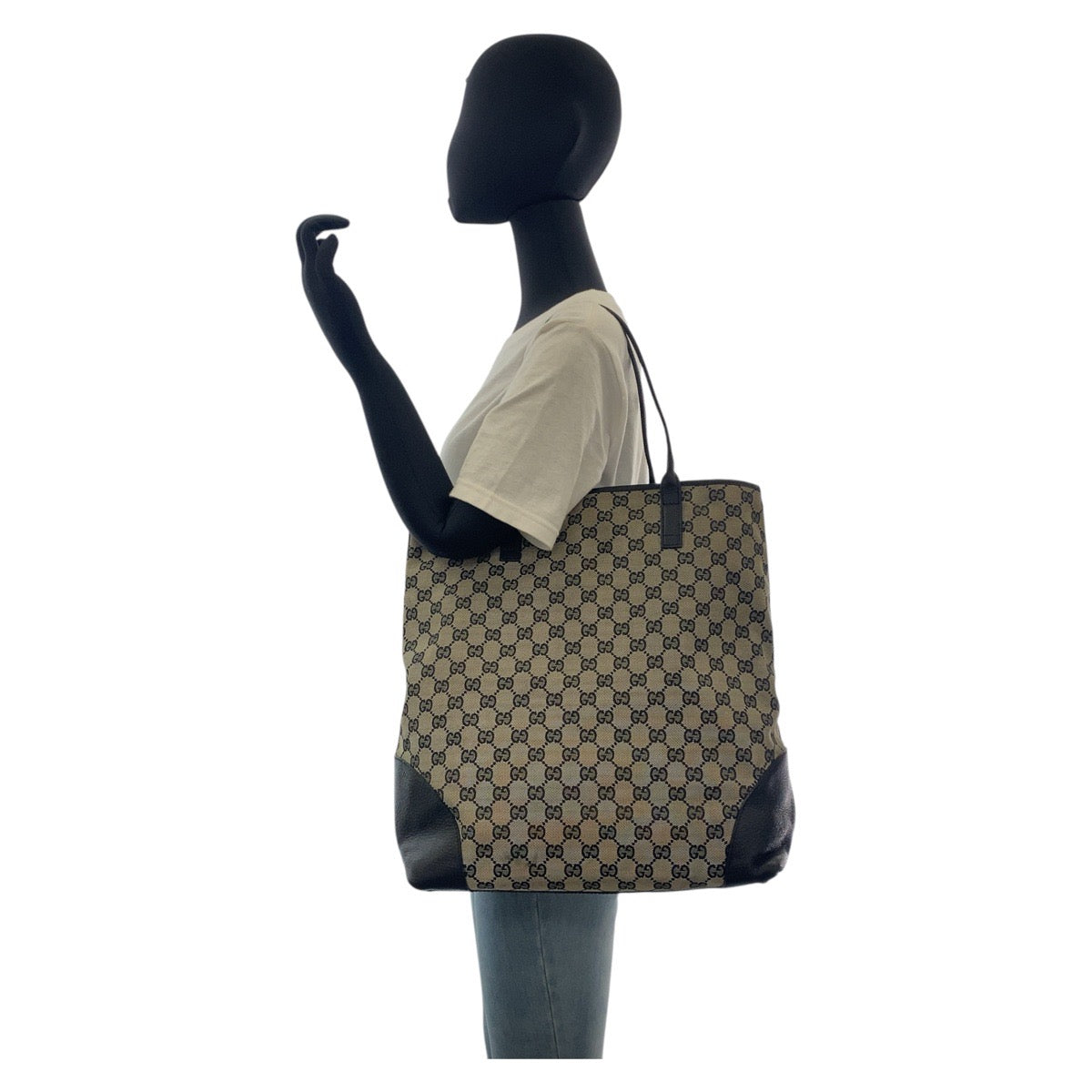 17064
GUCCI グッチ グレー ブラック 黒 GGキャンバス / レザー 263345 トートバッグ ショルダーバッグ  レディース AB28